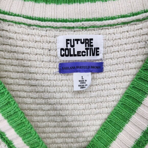 Future Collective Kahlana Barfield Brown Button-Up‎ Cardigan Sweater L Academia - Picture 7 of 8